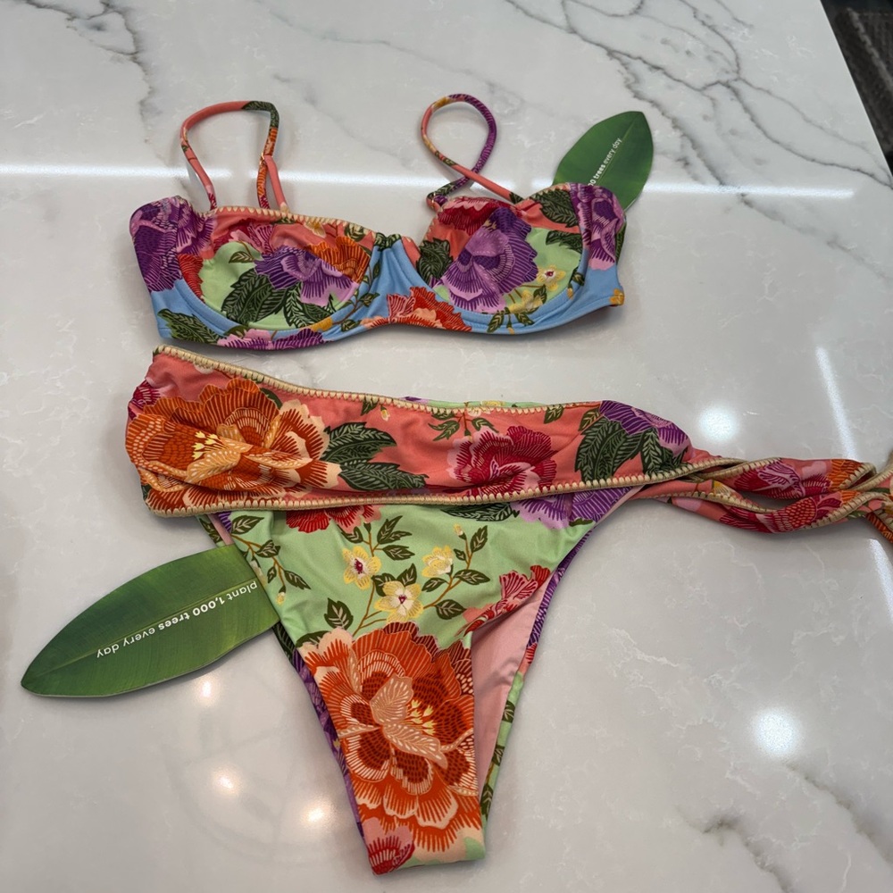 FARM Rio Multicolor Floral Bikini - Green, Pink, Orange, Purple, Blue